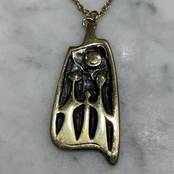 Vintage Brutalist Mid-Century Pendent and Necklace - Picture 3 of 5